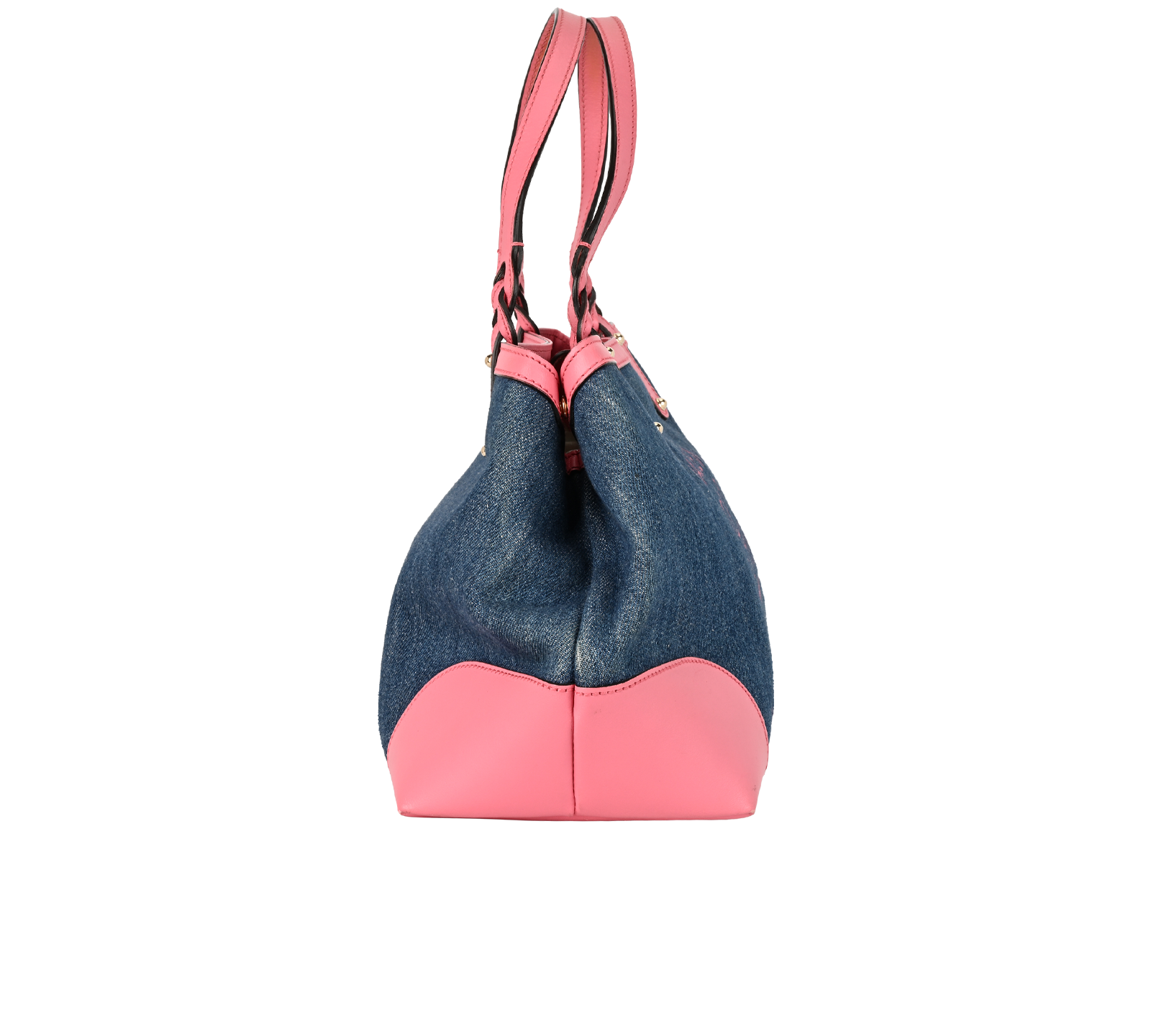 Denim Craft Tote Bag, &pound;495, Handbags, Blue/Pink, Canvas/Leather, Side view